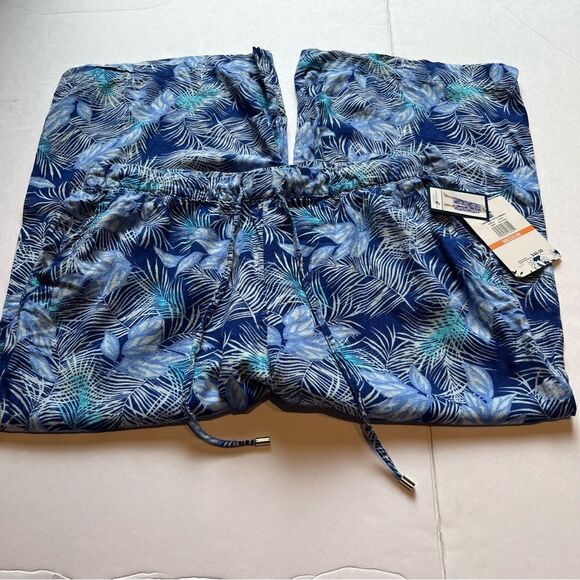 Carribbean Joe Women's Capris Blue TurquoiseLleaf Print Size Medium - Picture 1 of 9